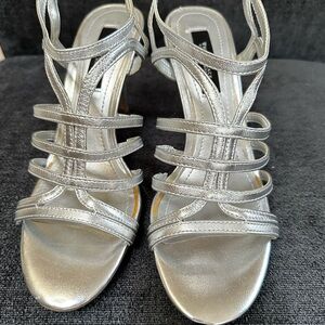 White House Black Market Metallic Strappy Heels